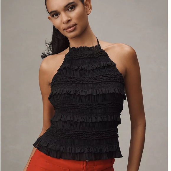 Sunday in Brooklyn Tops - Sunday in Brooklyn Ruffle Halter Tank Top